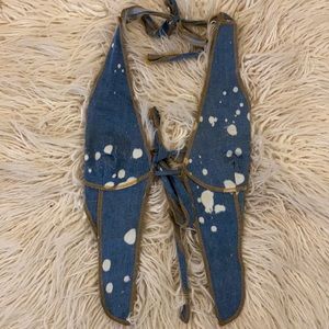 Denim backless crop top size M